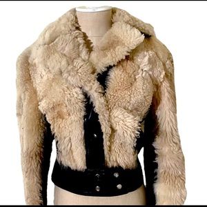 Vintage 1970s sheepskin and leather motorcycle jacket